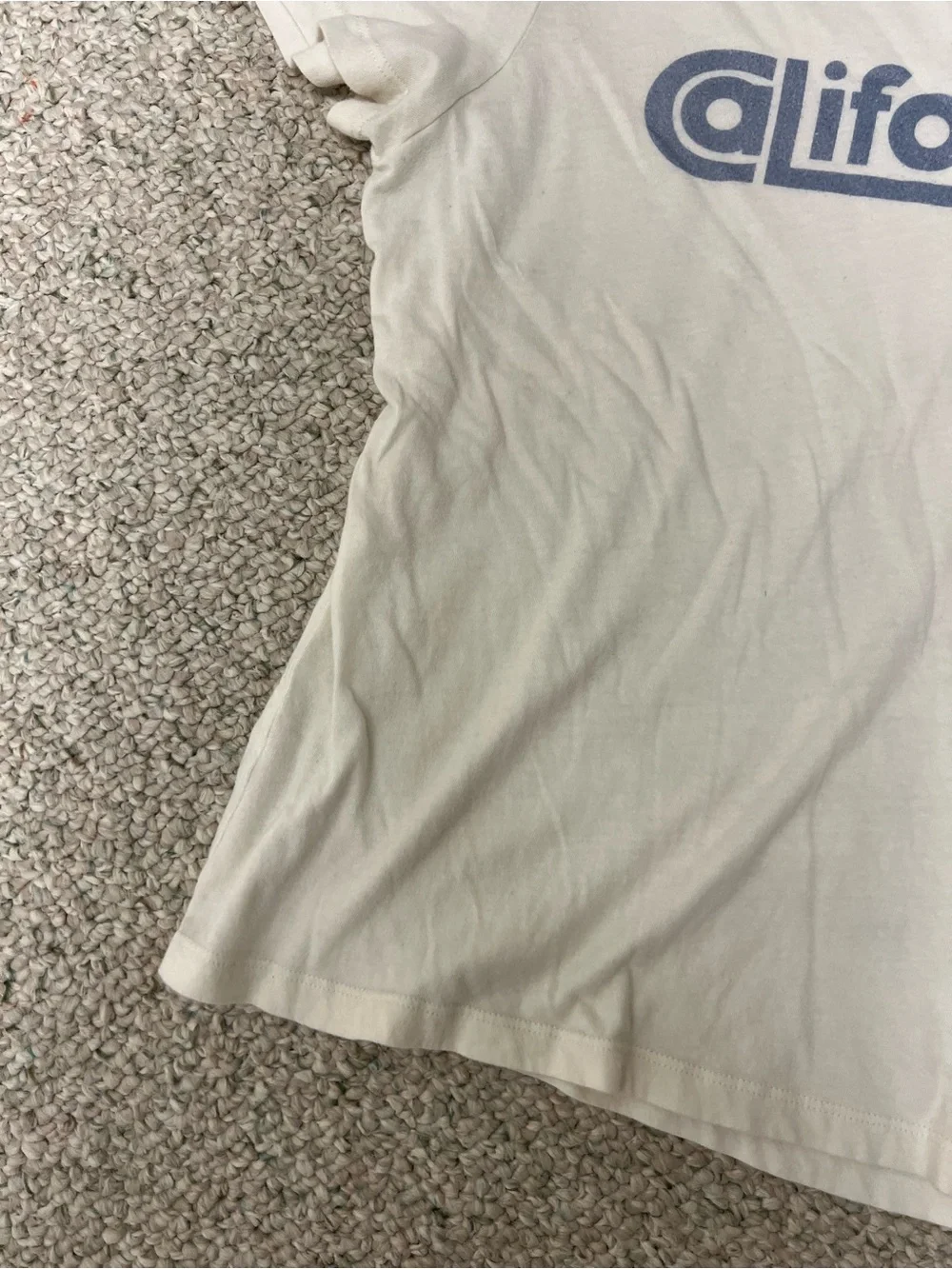 Marine Layer White Tee with Blue 'California' Logo